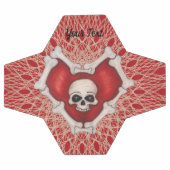 Skull in Red Heart of Bones Weiße Abstrakte Linien Fußball (Flach)