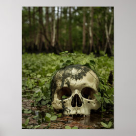 Skull in Swamp Horror Print Poster Wand Kunst