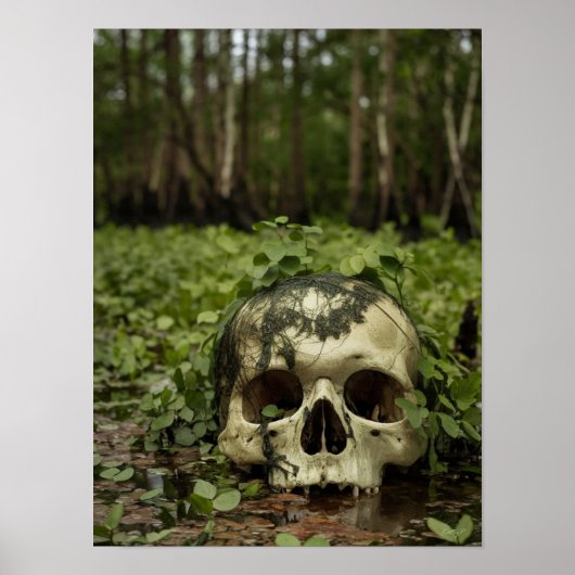 Skull in Swamp Horror Print Poster Wand Kunst (Vorne)