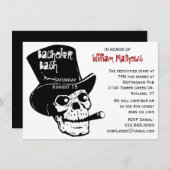 Skull in Top Hat Bachelor Party Einladung (Vorne/Hinten)