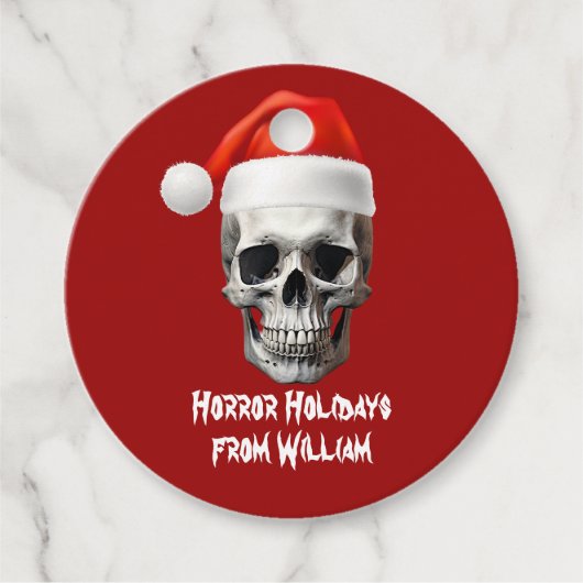 Skull in Weihnachtsmannmütze Horror Weihnachten Geschenkanhänger (Vorderseite)