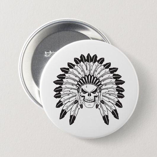 Skull Indianer Button (Vorne & Hinten)
