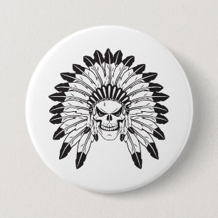 Skull Indianer Button