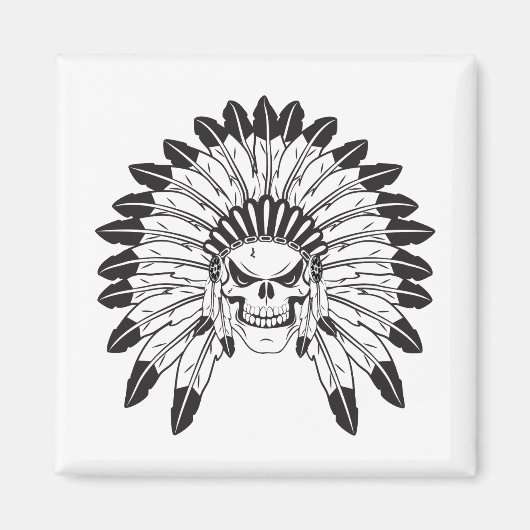 Skull Indianer Magnet (Vorne)