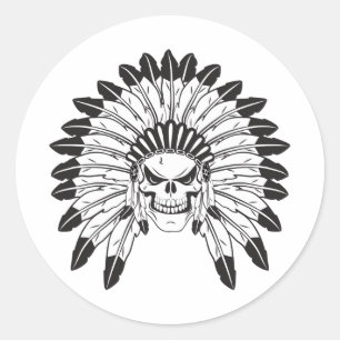 Skull Indianer Runder Aufkleber