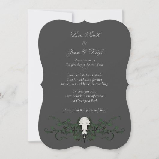 Skull & Ivy Moody Gothic Hochzeitseinladungen Einladung (Vorderseite)