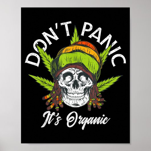 Skull Jamaica Rasta Funny Don´t Panic It´s Organic Poster (Vorne)