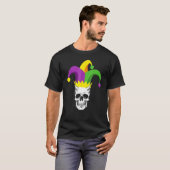 Skull Jester Hat Funny Parade Kostüm Funny Mardi T-Shirt (Vorne ganz)
