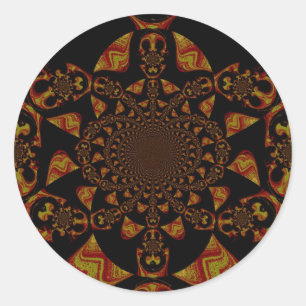 Skull Kaleidoskop Art Print Runder Aufkleber