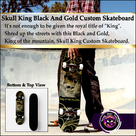 Skull King Black and Gold Custom Skateboard