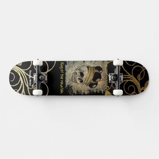 Skull King Black and Gold Custom Skateboard (Horizontal)