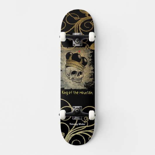 Skull King Black and Gold Custom Skateboard (Vorderseite)