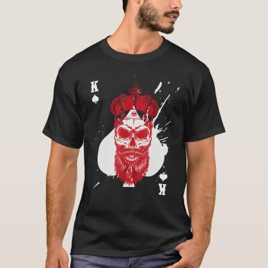 Skull King of Spades Bearded Skull Poker Card Game T-Shirt (Vorderseite)
