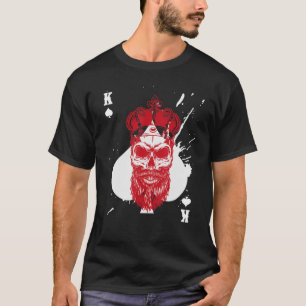 Skull King of Spades Bearded Skull Poker Card Game T-Shirt