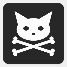 Skull Kitty Quadratischer Aufkleber