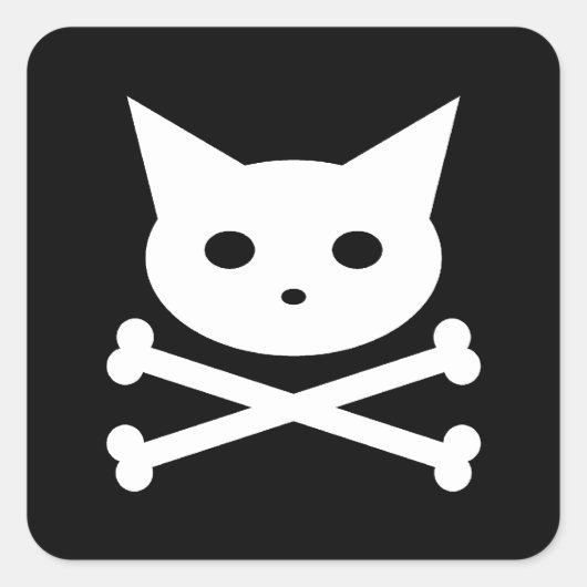 Skull Kitty Quadratischer Aufkleber (Vorderseite)
