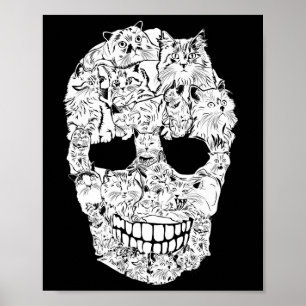 Skull Kitty Skeleton Halloween Kostüm Beängstigend Poster