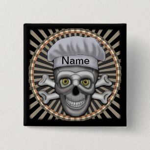 Skull-Koch-Quadrat-Button Button
