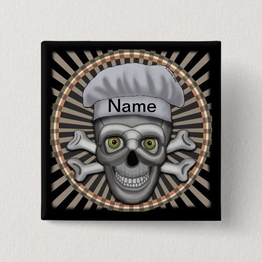 Skull-Koch-Quadrat-Button Button (Vorderseite)