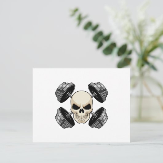 Skull-Krafttraining Dumbells Postkarte (Stehend Vorderseite)