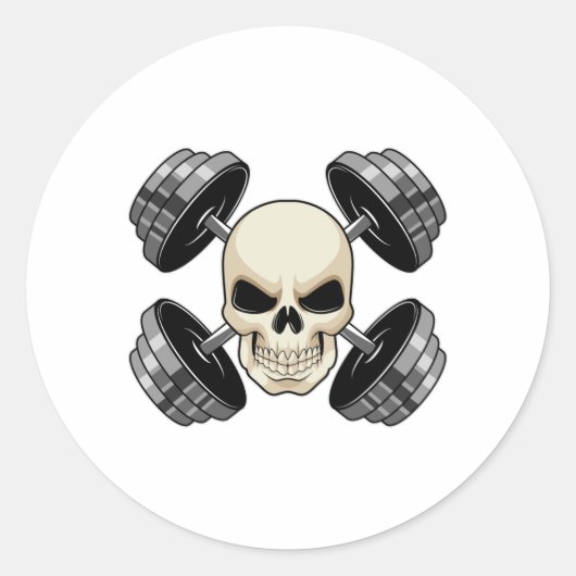 Skull-Krafttraining Dumbells Runder Aufkleber (Vorderseite)