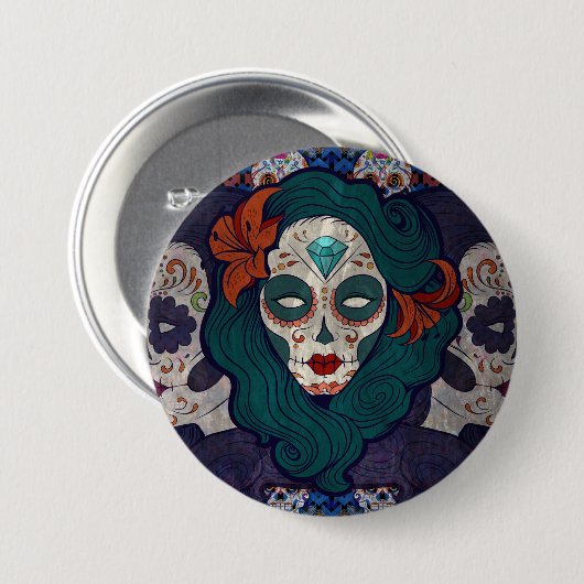 Skull Ladys Button (Vorne & Hinten)