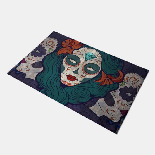 Skull Ladys Fußmatte (Schrägansicht)