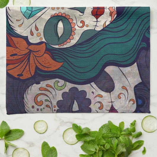 Skull Ladys Geschirrtuch (Gefaltet)