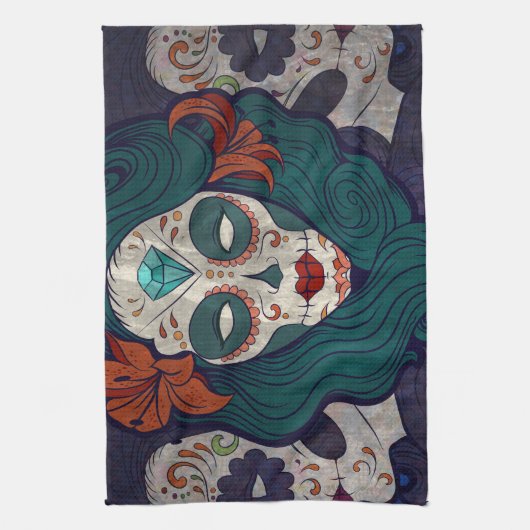 Skull Ladys Geschirrtuch (Vertikal)