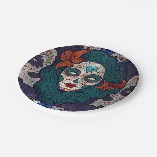 Skull Ladys Pappteller (Schrägansicht)