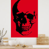 Skull Large Poster Print - Black & Red Fantasy Art (Küche)