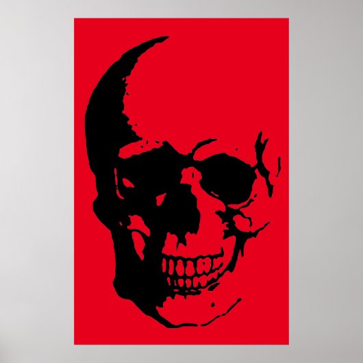 Skull Large Poster Print - Black & Red Fantasy Art (Vorne)