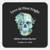 Skull-Liebe im First Fright Halloween-Brautparty Quadratischer Aufkleber (Vorderseite)