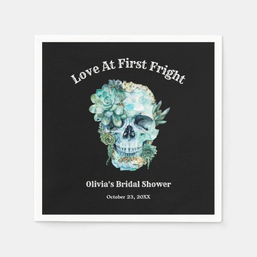 Skull-Liebe im First Fright Halloween-Brautparty Serviette (Vorderseite)