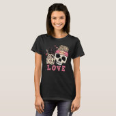 Skull Love Anti Valentines Day Leopard Skeleton Ha T-Shirt (Vorne ganz)