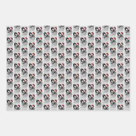 Skull lover bookish Christmas gothic wrapping pape Geschenkpapier Set