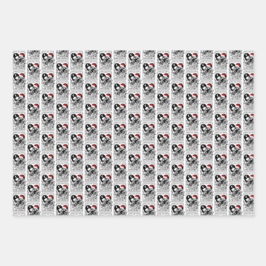 Skull lover bookish Christmas gothic wrapping pape Geschenkpapier Set (Vorderseite)