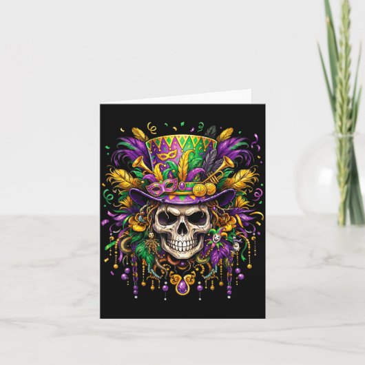 Skull Mardi Gras Men Women Kids Carnival New Orlea Karte (Vorderseite)