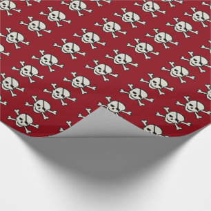 Skull - Maroon Glossy Wrapping Paper, 30" x 15' Geschenkpapier