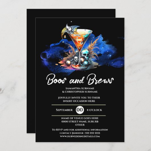 Skull martini verzaubert halloween gotisches Party Einladung (Vorne/Hinten)