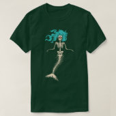 Skull Mermaid Goth Skeleton Long Sapphire T-Shirt (Design vorne)