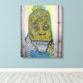 Skull Mexico Graffiti Street art, real world art Leinwanddruck (Insitu (Holzboden))