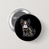 Skull mexikanische Bulldog Halloween Button (Vorne & Hinten)