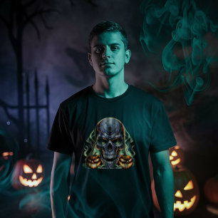 Skull Midnight Halloween Illustration T - Shirt