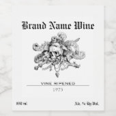 Skull Minimalistische Creepy Halloween Pirate Weinetikett (Einzelnes Label)