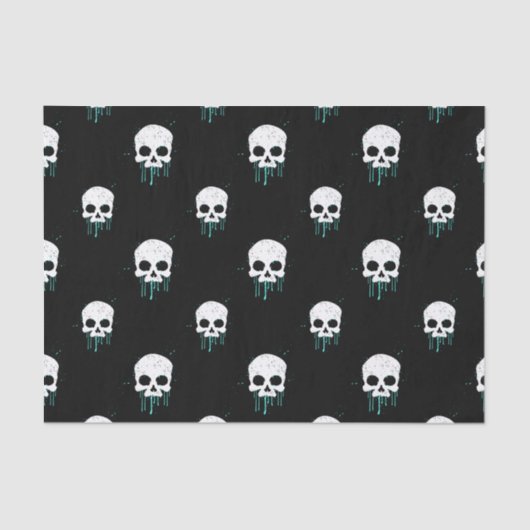 Skull mit Aquamarinen Tropfen Gewebepapier Seidenpapier (Vorderseite)