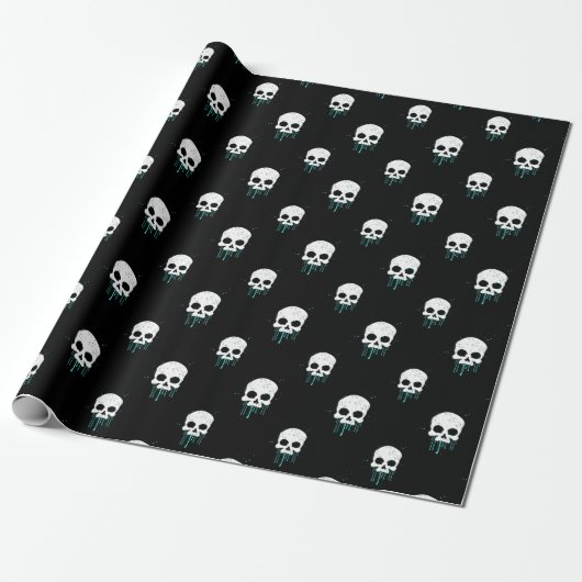 Skull mit Aquamarinen Tropfen Packpapier (Ungerollt)