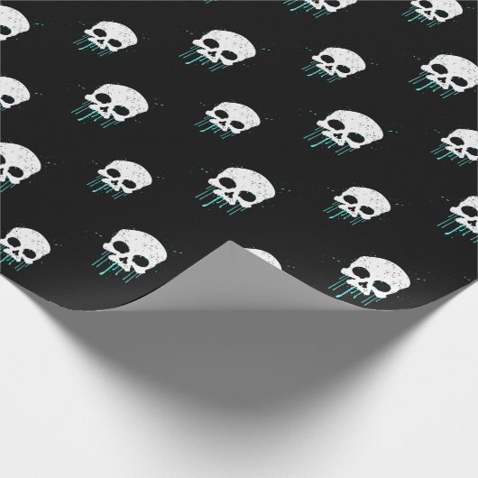 Skull mit Aquamarinen Tropfen Packpapier (Ecke)