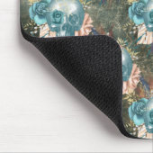 Skull mit Blau und Rosen Mousepad (Ecke)