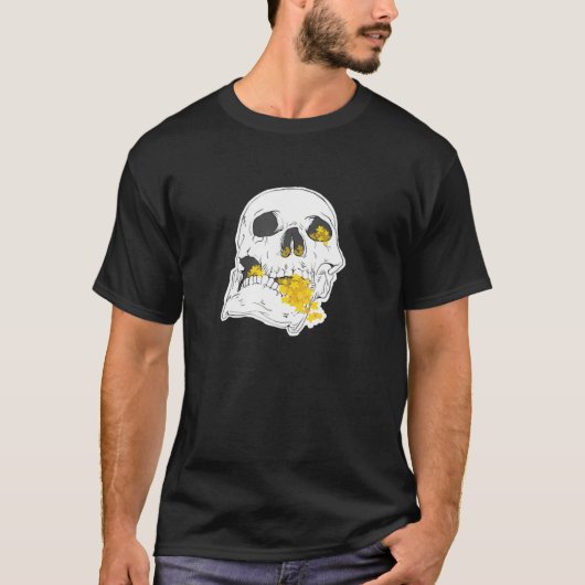 Skull mit Blume ästhetisches Design T-Shirt (Vorderseite)